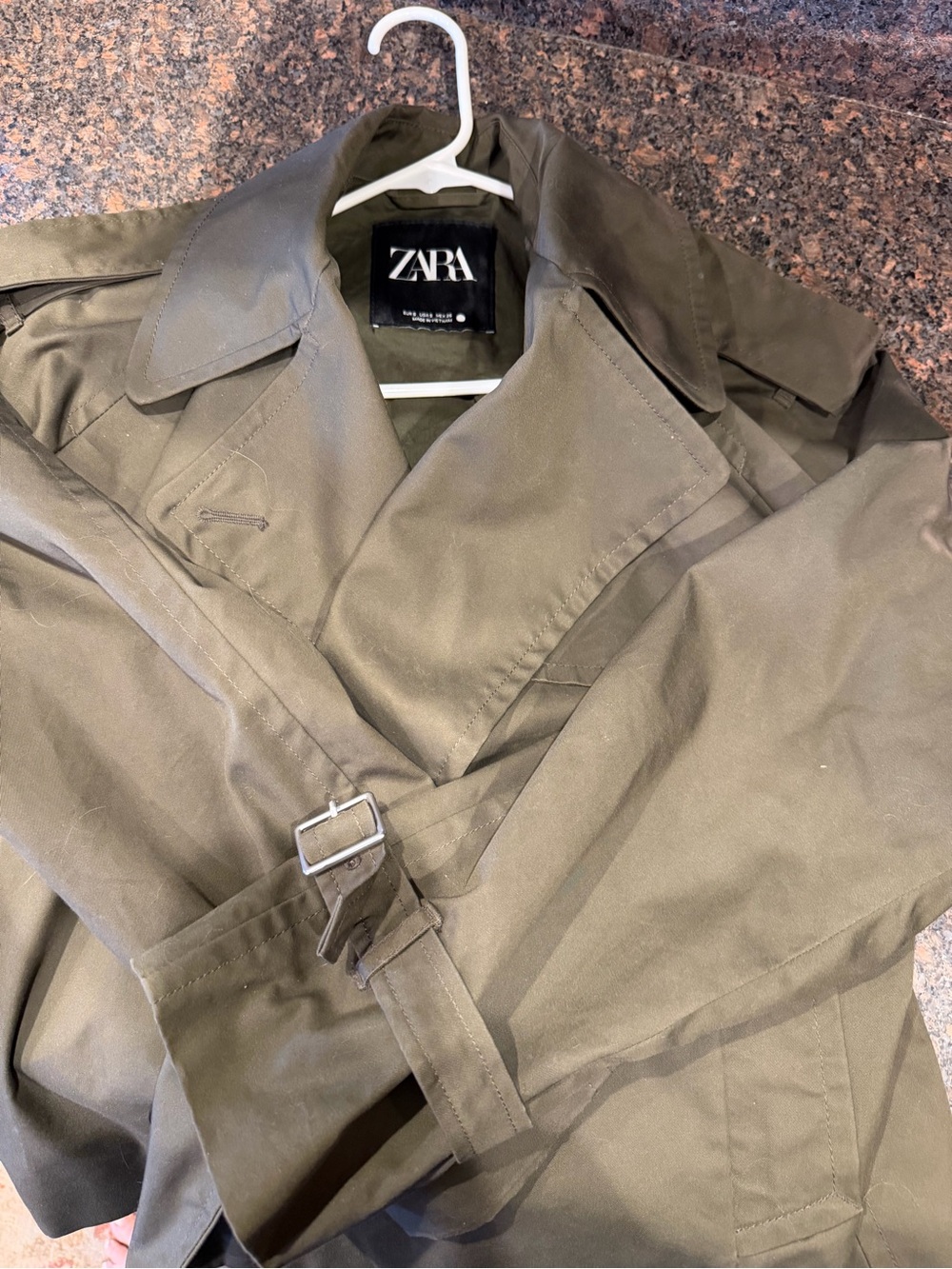 Zara Olive Trench Coat with Buckle Detail